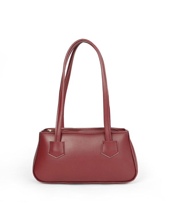 Maroon Luxe Handle Shoulder Bag