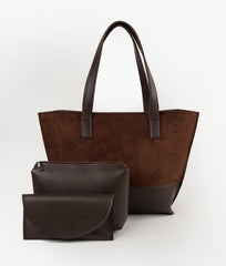 Dark brown Ella suede set of 3 tote bag