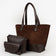 Dark brown Ella suede set of 3 tote bag