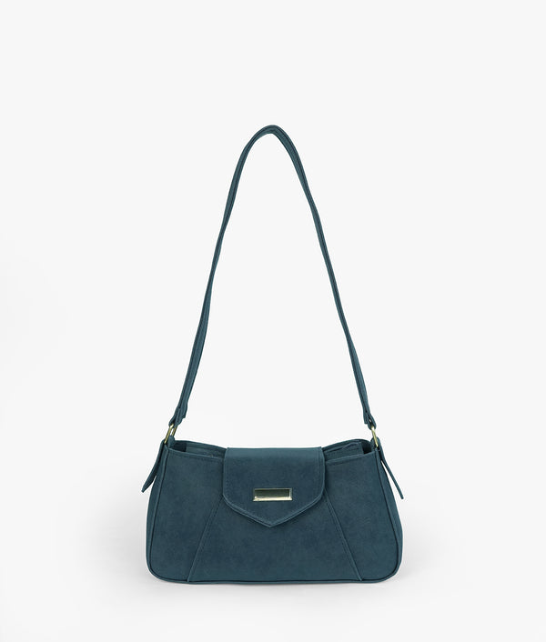 Blue Aura Suede Shoulder Bag