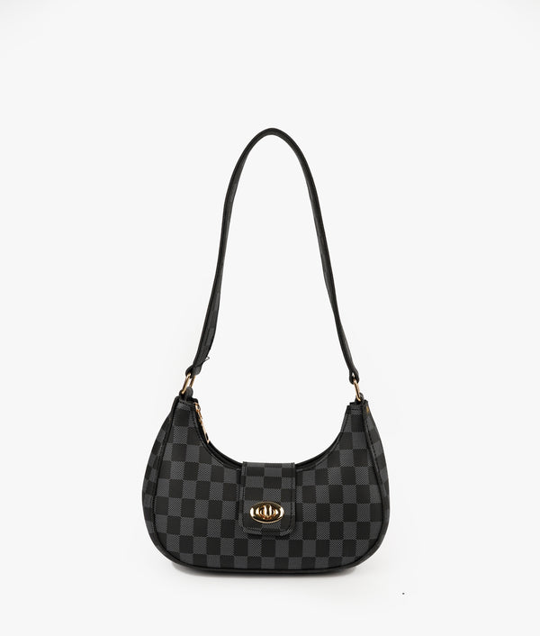 BLACK AVA CHECK SHOULDER BAG