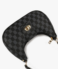 BLACK AVA CHECK SHOULDER BAG