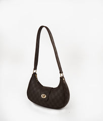 DARK BROWN AVA CHECK SHOULDER BAG
