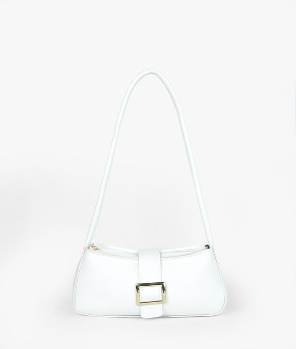 White Vintage Buckle Shoulder Bag