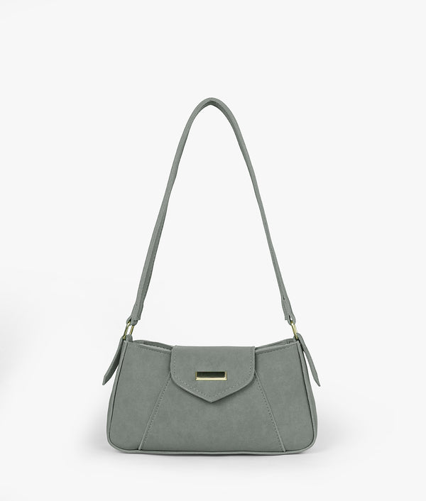 Gray Aura Suede Shoulder Bag