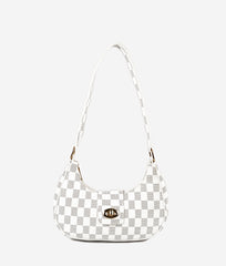 WHITE AVA CHECK SHOULDER BAG