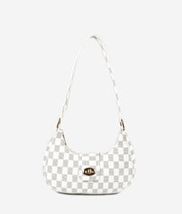 WHITE AVA CHECK SHOULDER BAG
