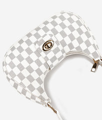 WHITE AVA CHECK SHOULDER BAG