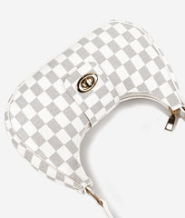 WHITE AVA CHECK SHOULDER BAG