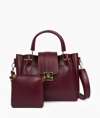 Maroon Metal Handle Tote Bag