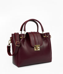 Maroon Metal Handle Tote Bag