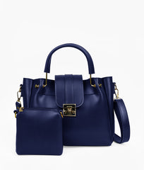 Blue Metal Handle Tote Bag