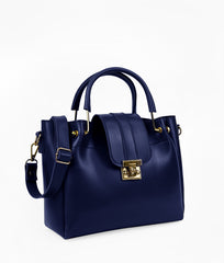 Blue Metal Handle Tote Bag