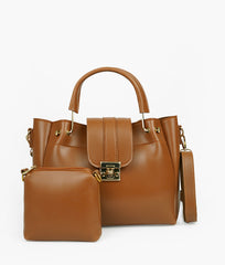 Brown Metal Handle Tote Bag