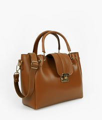 Brown Metal Handle Tote Bag