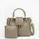 Beige Metal Handle Tote Bag