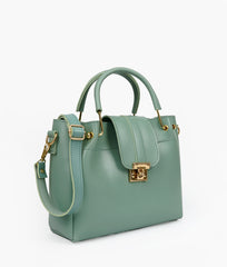 Aqua Metal Handle Tote Bag