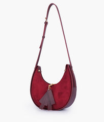 Burgundy Crossbody Hobo Bag