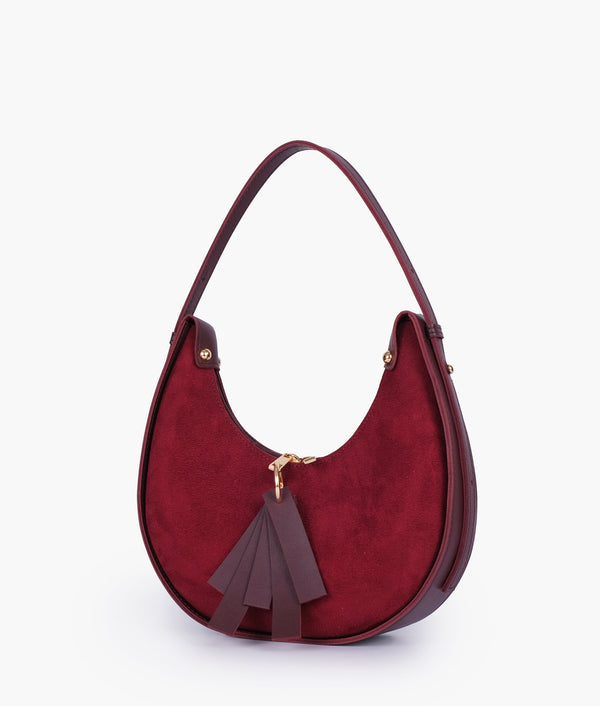 Burgundy Crossbody Hobo Bag
