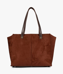 Dark Brown Suede  Over The Shoulder Tote Bag