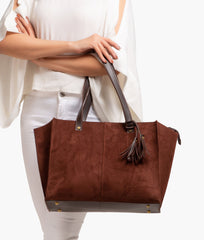 Dark Brown Suede  Over The Shoulder Tote Bag