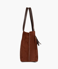 Dark Brown Suede  Over The Shoulder Tote Bag